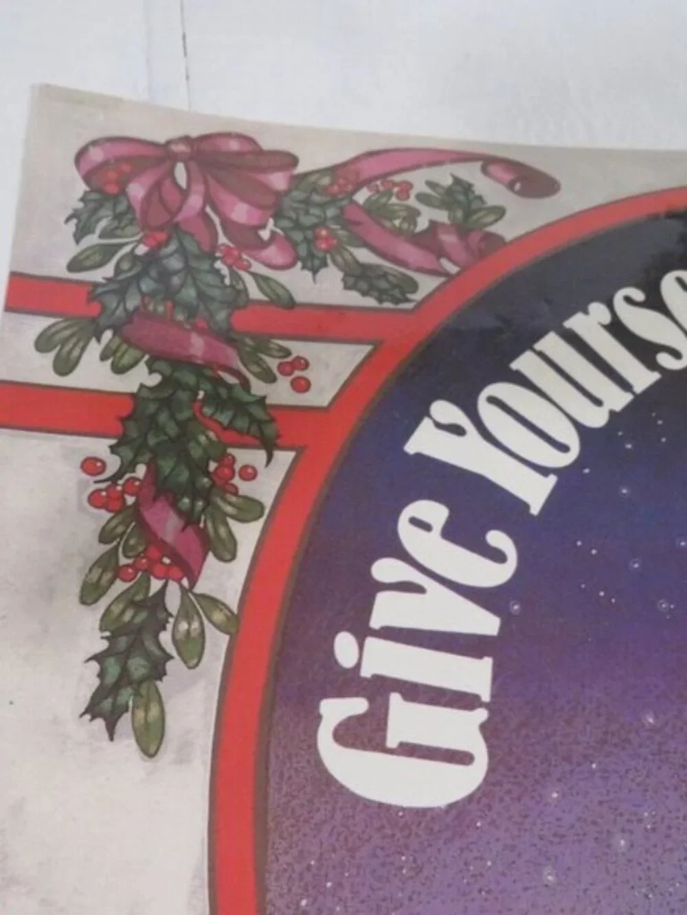 Vintage 1986 Christmas Poster Give Yourself A Gift READ Black Santa Laminated